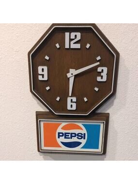 VTG Pepsi Hanging Wall Clock Sign Advertisement Soda Shop Tested Work's